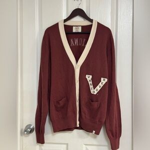 ’47 Brand Vancouver Millionaires Cardigan Sweater Maroon Cream L 100% Cotton